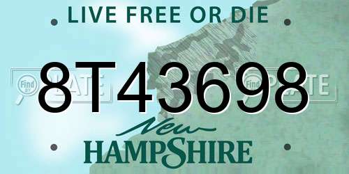 8T43698 New Hampshire License Plate