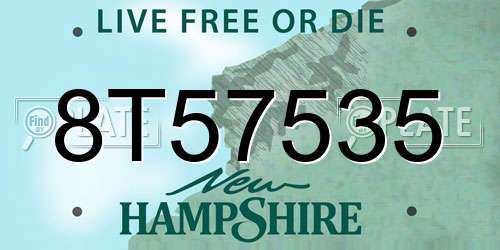 8T57535 New Hampshire License Plate