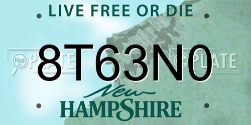 8T63N0 New Hampshire License Plate