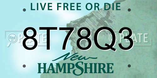 8T78Q3 New Hampshire License Plate