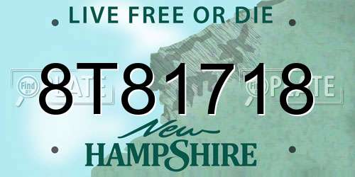 8T81718 New Hampshire License Plate