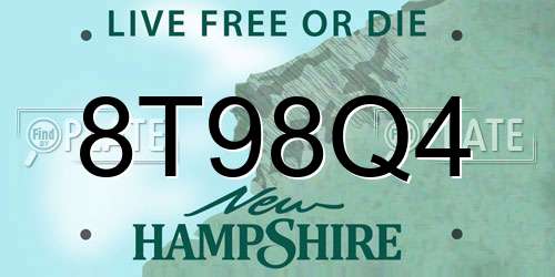 8T98Q4 New Hampshire License Plate