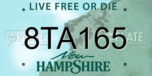 8TA165 New Hampshire License Plate
