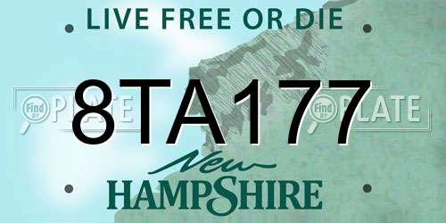 8TA177 New Hampshire License Plate