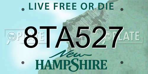 8TA527 New Hampshire License Plate
