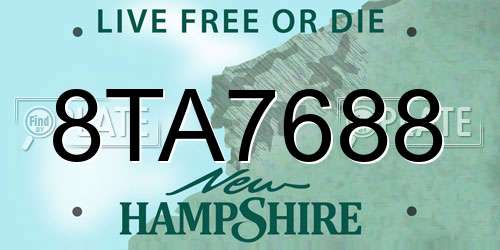 8TA7688 New Hampshire License Plate