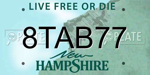 8TAB77 New Hampshire License Plate