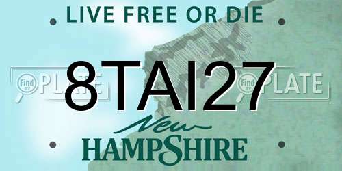 8TAI27 New Hampshire License Plate