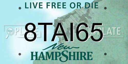 8TAI65 New Hampshire License Plate