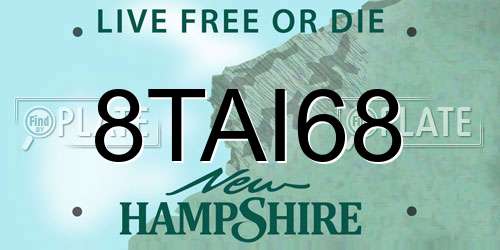 8TAI68 New Hampshire License Plate