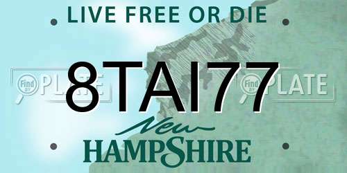 8TAI77 New Hampshire License Plate