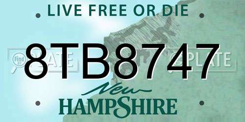 8TB8747 New Hampshire License Plate