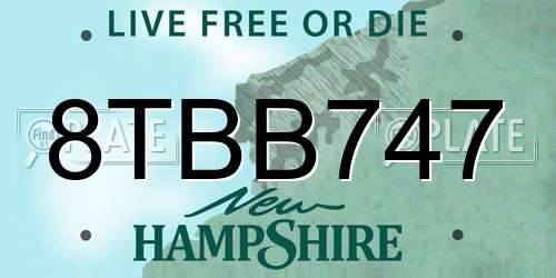 8TBB747 New Hampshire License Plate