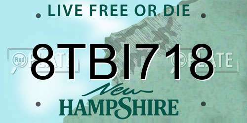 8TBI718 New Hampshire License Plate