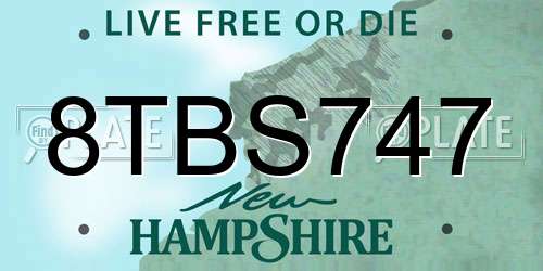 8TBS747 New Hampshire License Plate