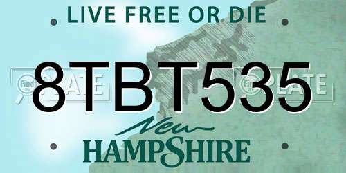8TBT535 New Hampshire License Plate