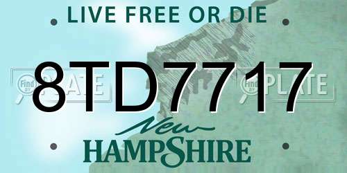 8TD7717 New Hampshire License Plate