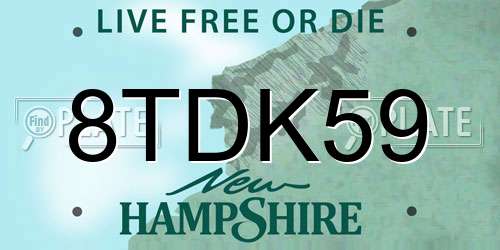 8TDK59 New Hampshire License Plate