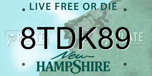 8TDK89 New Hampshire License Plate