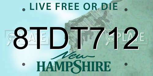 8TDT712 New Hampshire License Plate