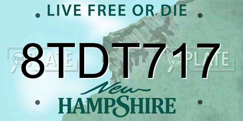 8TDT717 New Hampshire License Plate