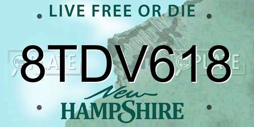 8TDV618 New Hampshire License Plate