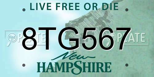 8TG567 New Hampshire License Plate