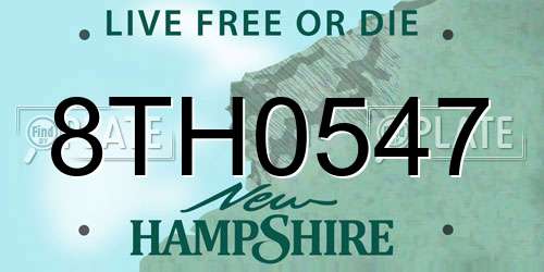 8TH0547 New Hampshire License Plate