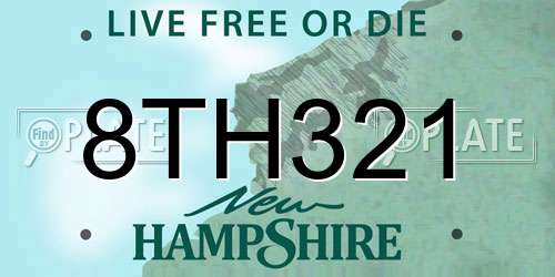 8TH321 New Hampshire License Plate