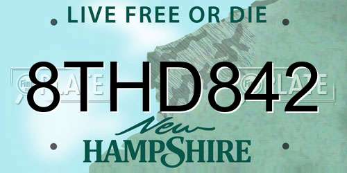 8THD842 New Hampshire License Plate
