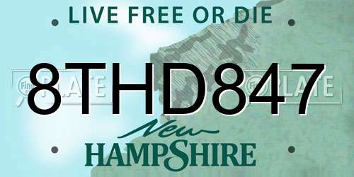 8THD847 New Hampshire License Plate