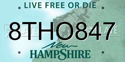 8THO847 New Hampshire License Plate