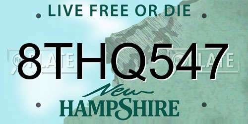 8THQ547 New Hampshire License Plate