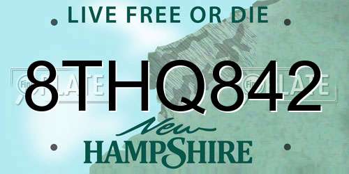 8THQ842 New Hampshire License Plate