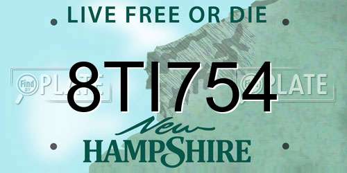 8TI754 New Hampshire License Plate