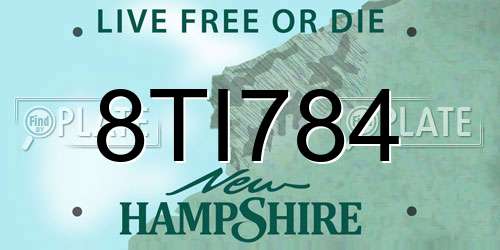 8TI784 New Hampshire License Plate