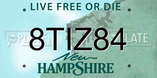8TIZ84 New Hampshire License Plate
