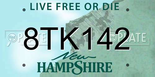 8TK142 New Hampshire License Plate