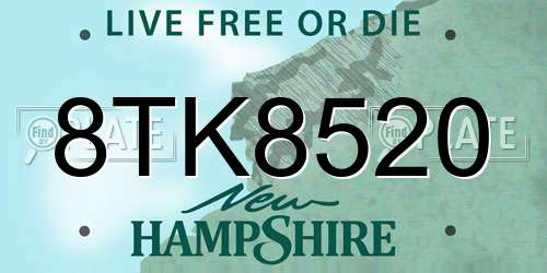 8TK8520 New Hampshire License Plate