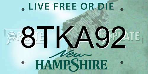 8TKA92 New Hampshire License Plate