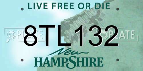 8TL132 New Hampshire License Plate