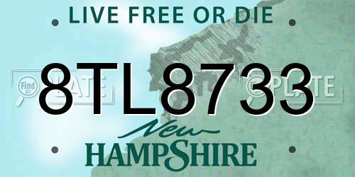 8TL8733 New Hampshire License Plate