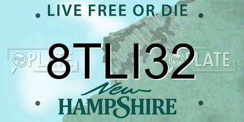 8TLI32 New Hampshire License Plate