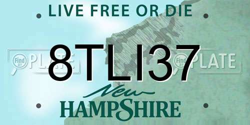 8TLI37 New Hampshire License Plate