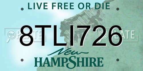 8TLI726 New Hampshire License Plate