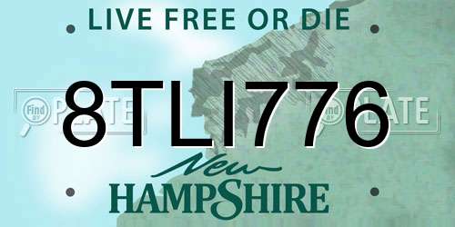 8TLI776 New Hampshire License Plate
