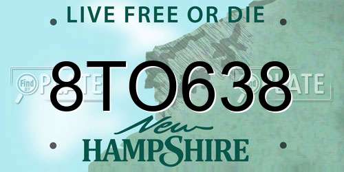 8TO638 New Hampshire License Plate