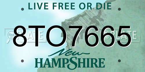 8TO7665 New Hampshire License Plate