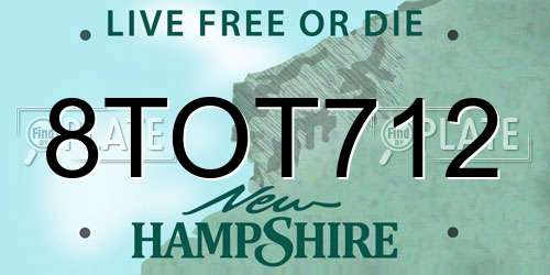 8TOT712 New Hampshire License Plate