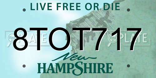 8TOT717 New Hampshire License Plate